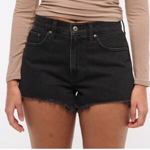 Abercrombie & Fitch Black High-Rise Denim Cutoff Shorts